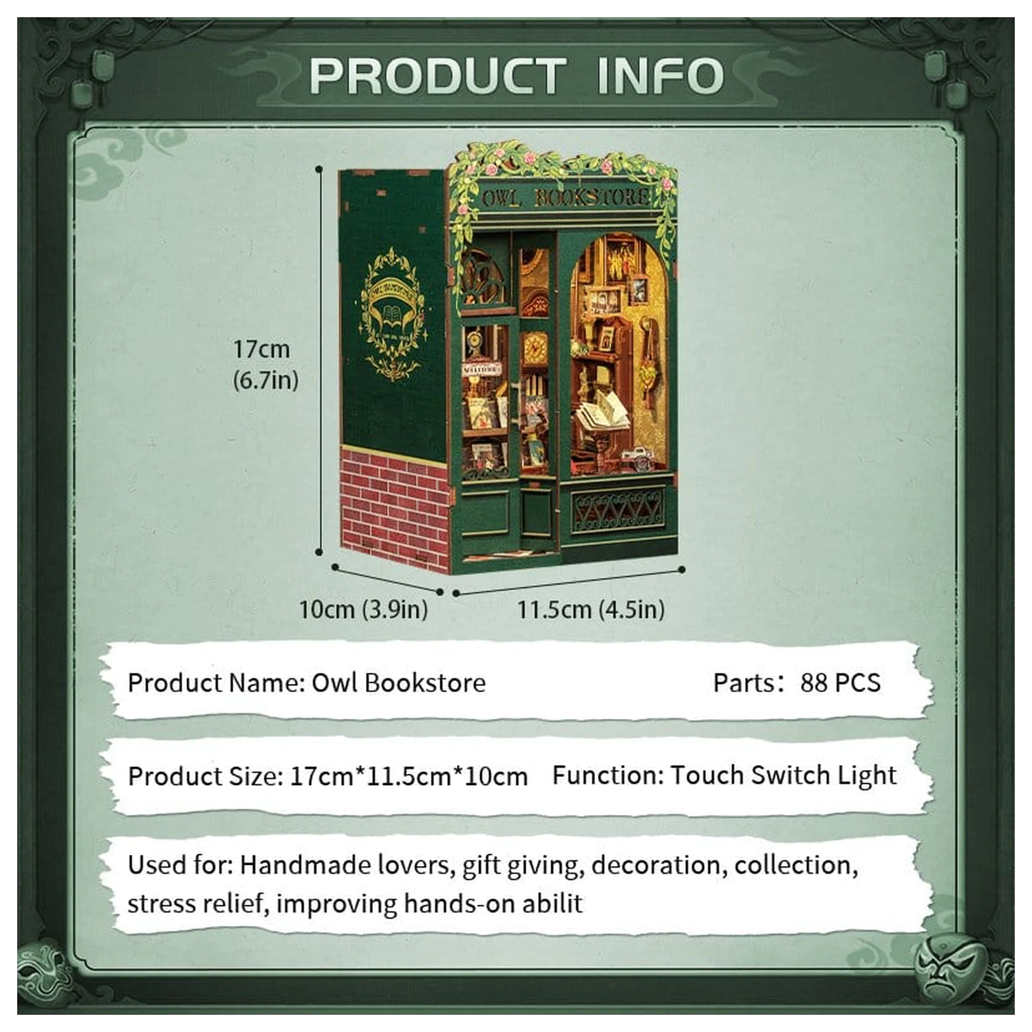 Book Nook Owl Bookstore 17 x 12 cm poza produsului