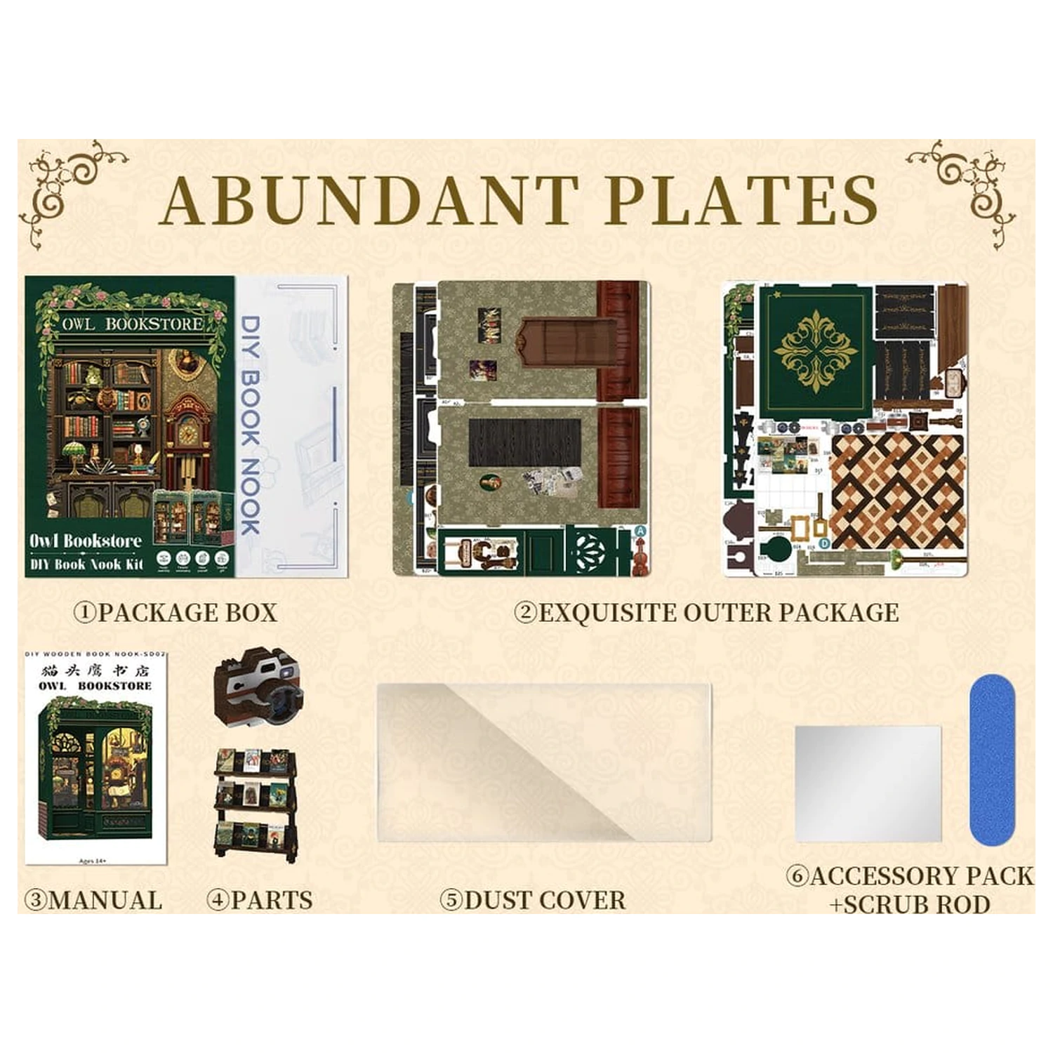 Book Nook Owl Bookstore 17 x 12 cm poza produsului