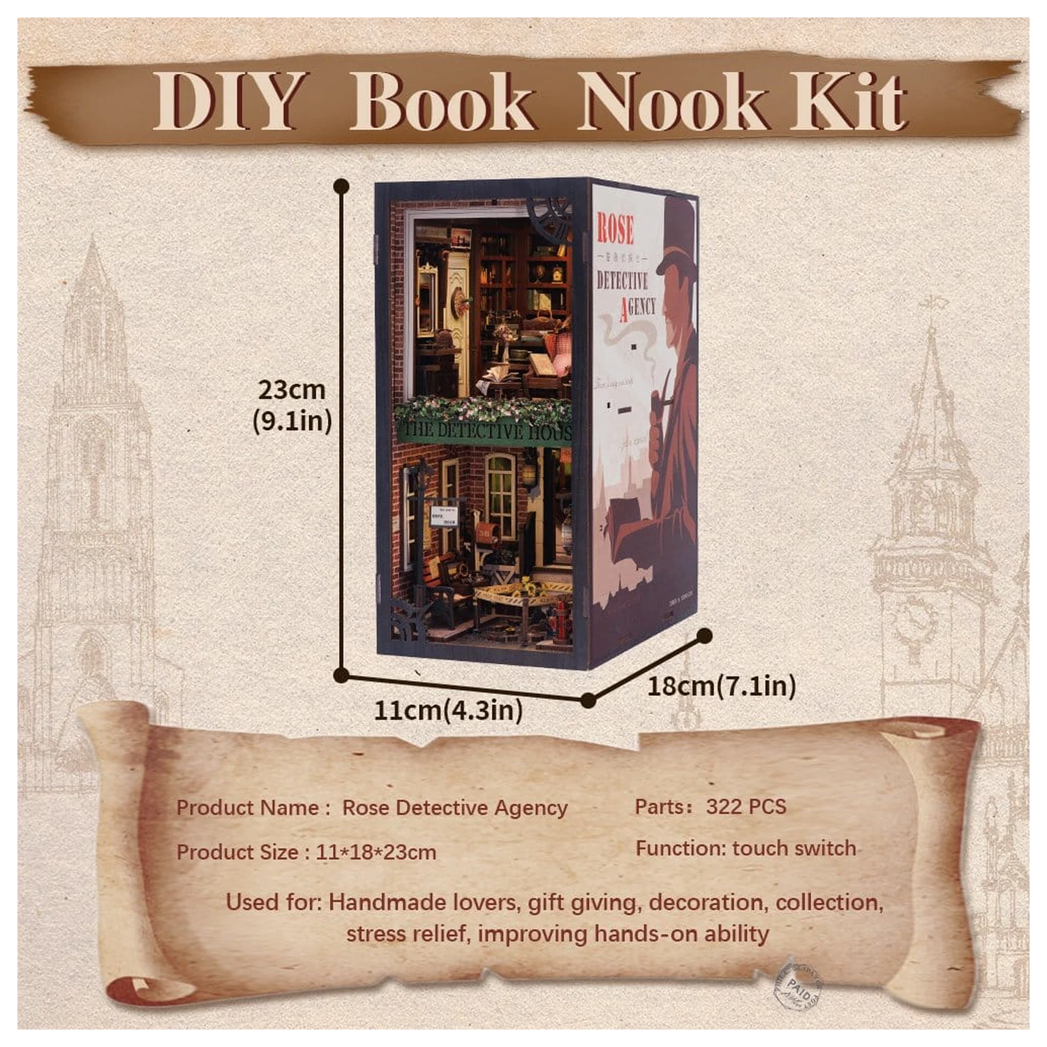 Book Nook Rose Detective Agency 23 x 11 cm poza produsului