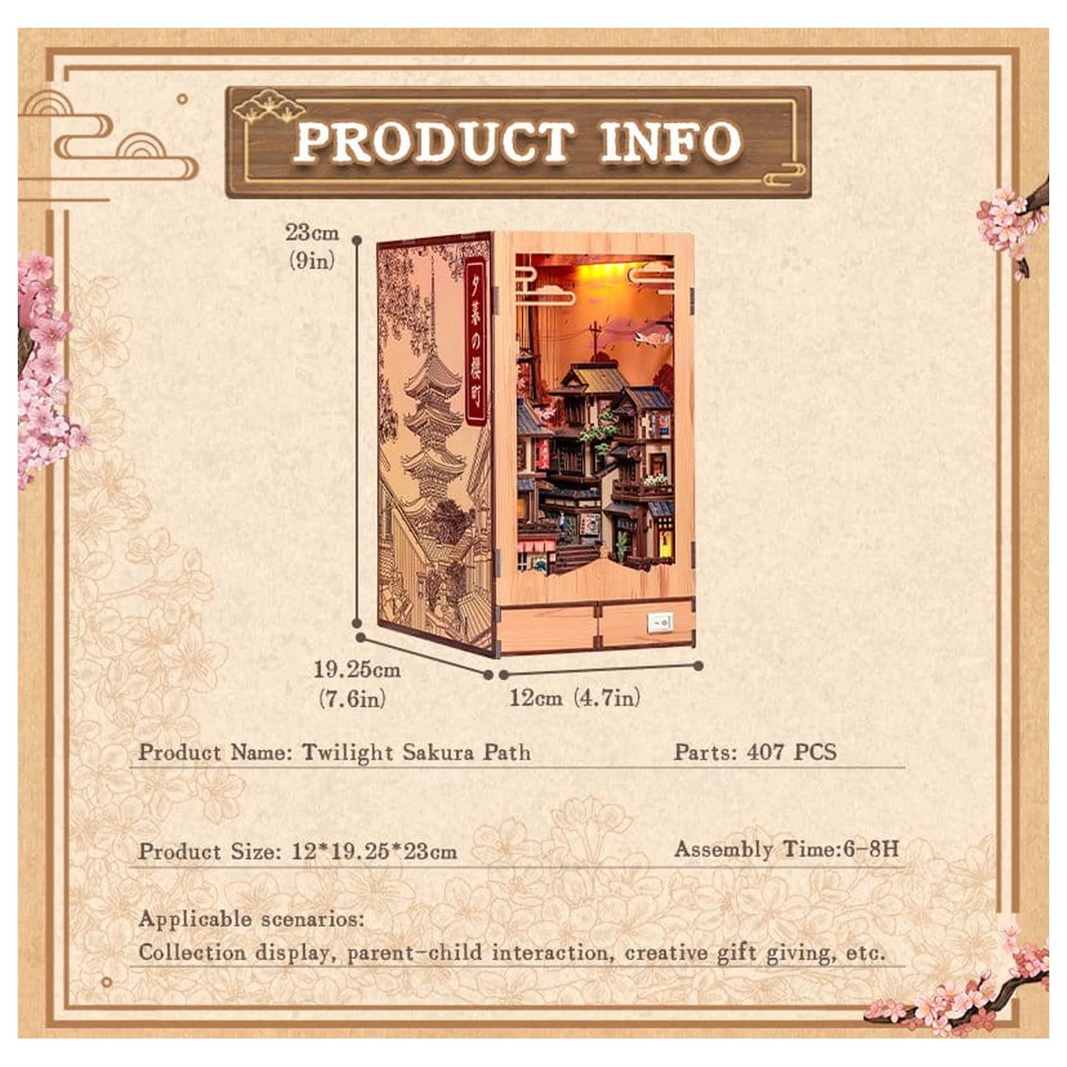 Book Nook Twilight Sakura Path 23 x 12 cm poza produsului