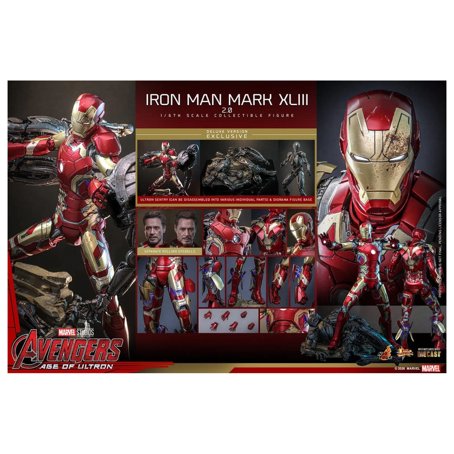 Avengers: Age of Ultron Movie Masterpiece Diecast Figura de acțiune 1/6 Iron Man Mark XLIII (2.0) (Deluxe Version) 32 cm poza produsului