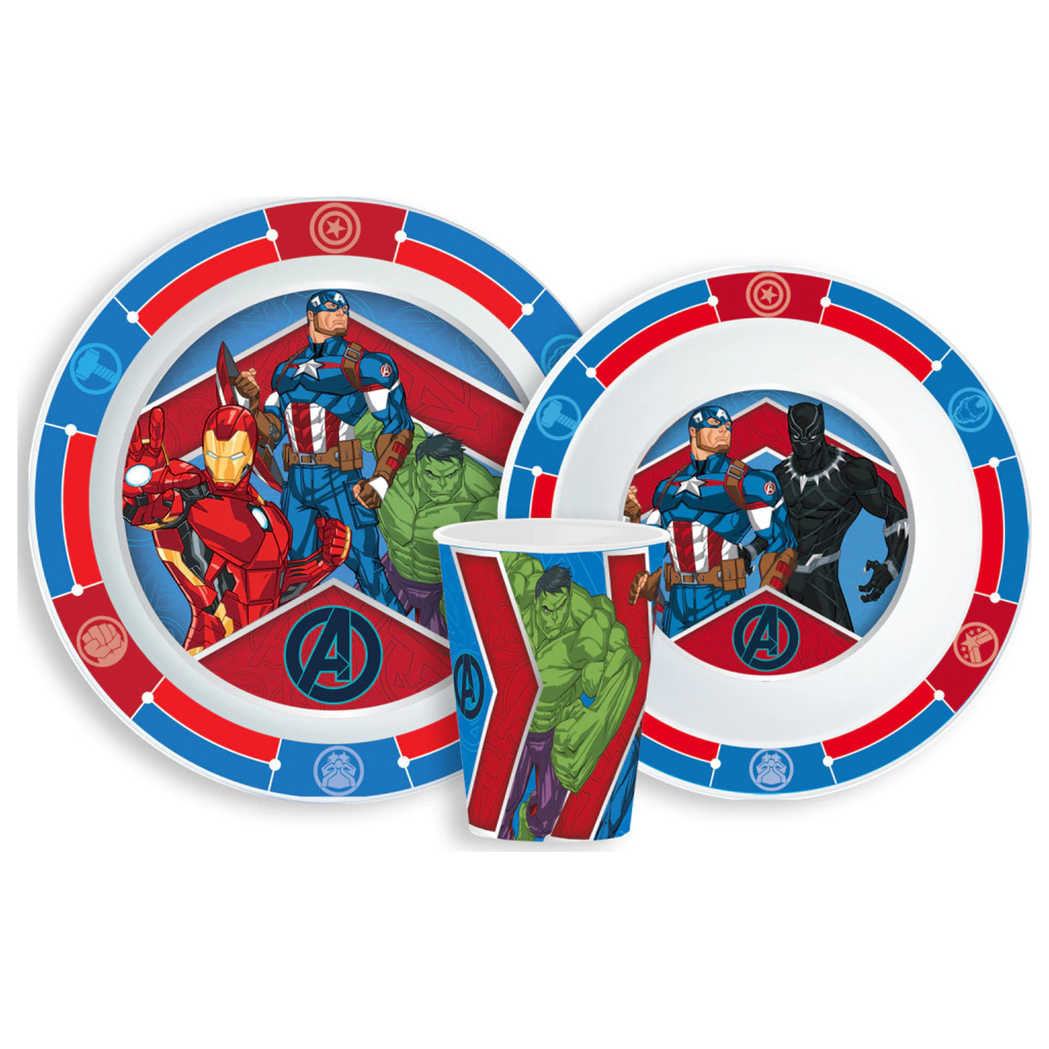 Set de cină Avengers Army, Set de plastic Micro, cu Pahar 260 ml poza produsului
