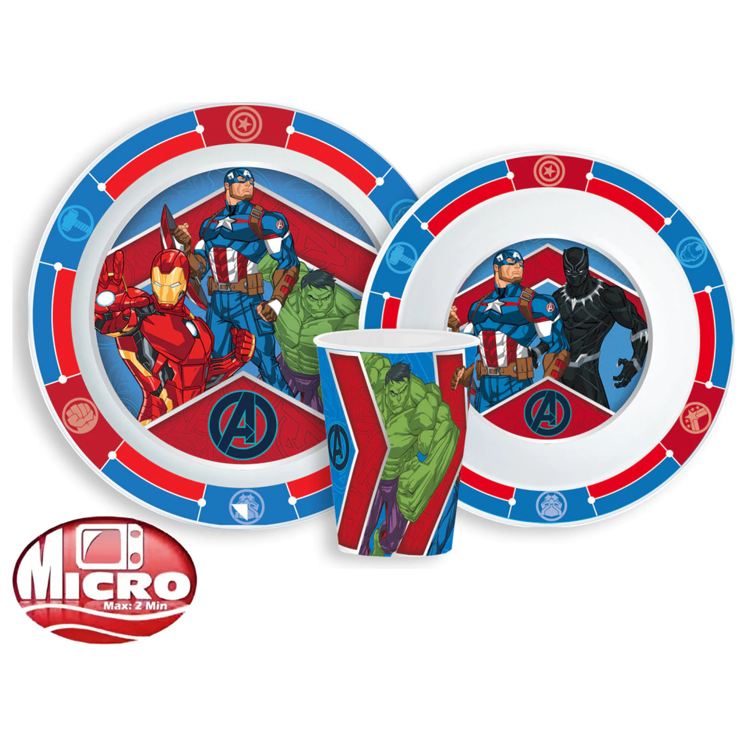 Set de cină Avengers Army, Set de plastic Micro, cu Pahar 260 ml poza produsului