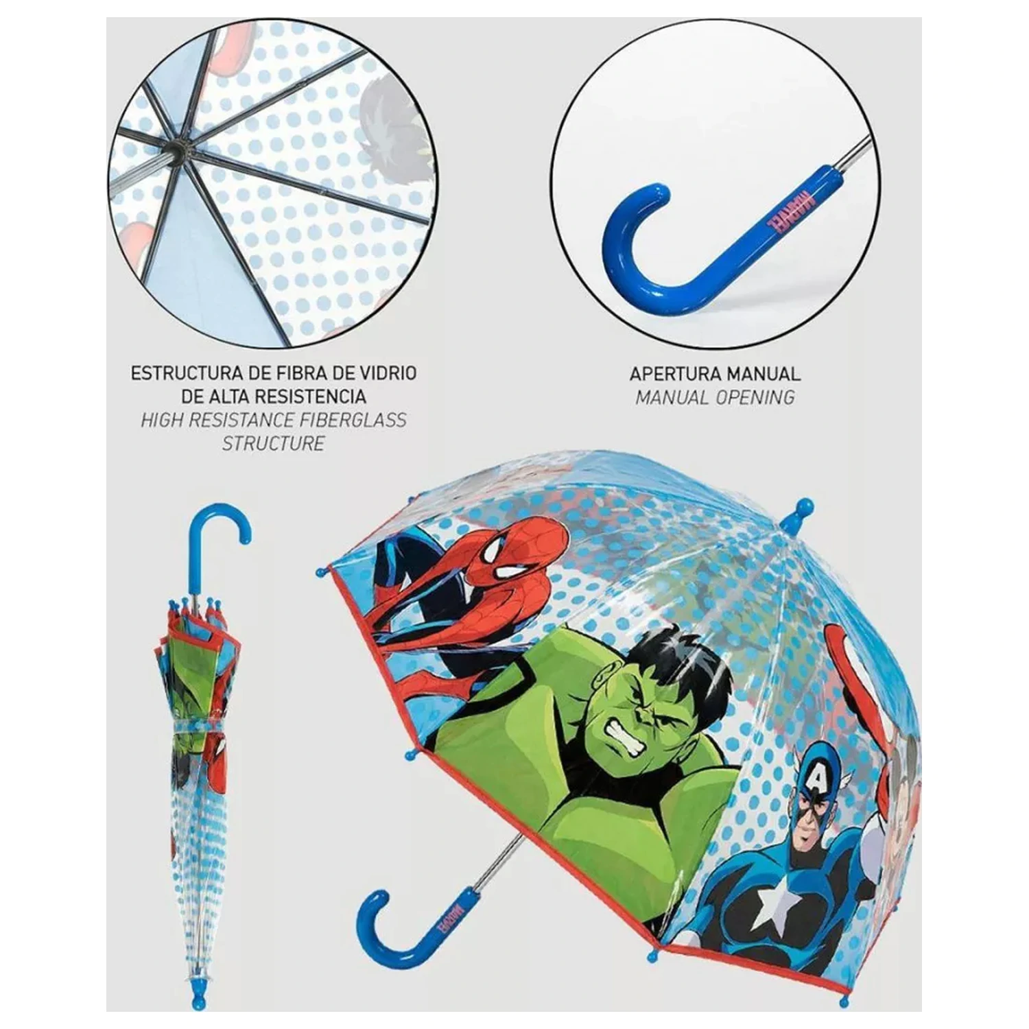 Avengers Dots Kids Transparent Umbrela transparenta pentru copii poza produsului