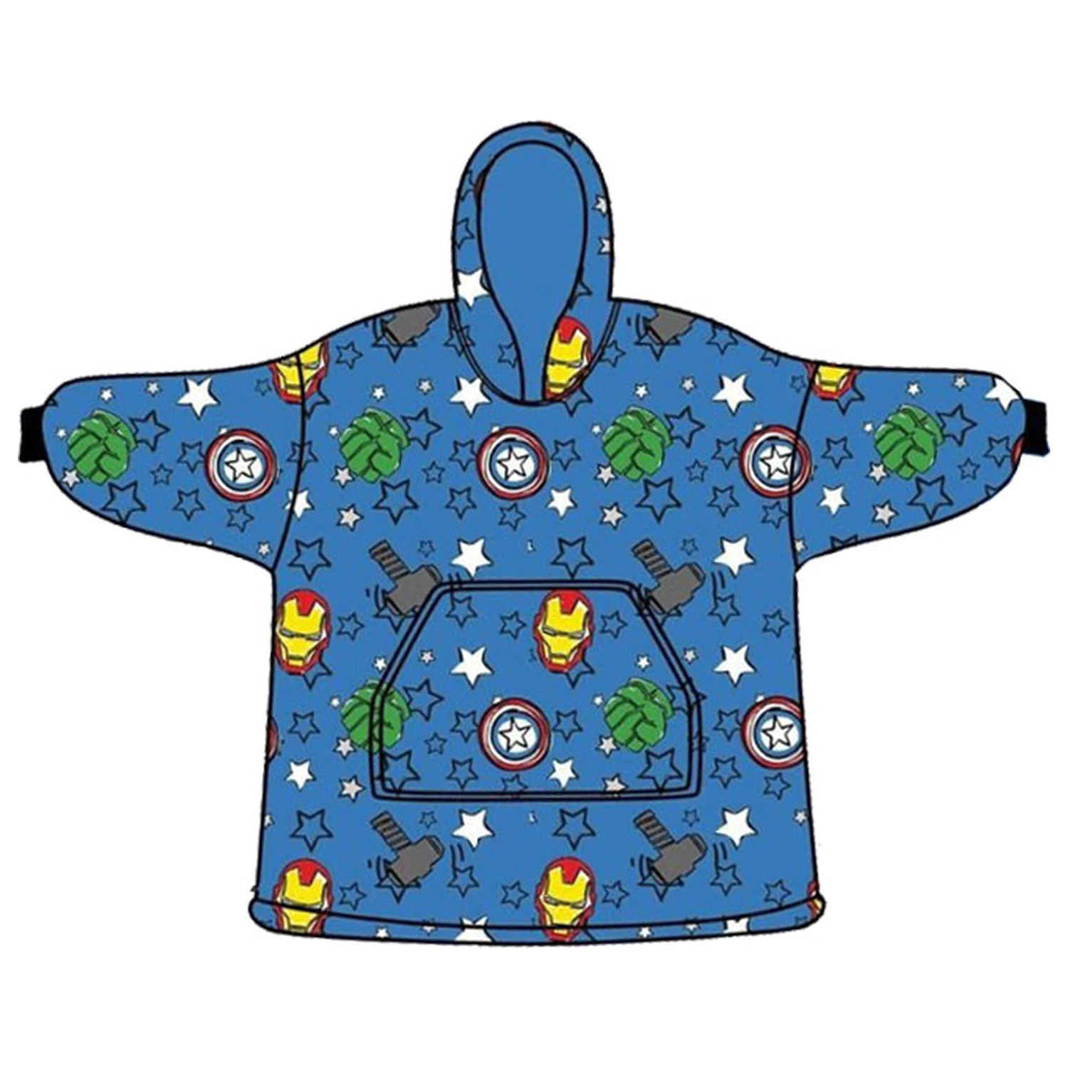 Avengers Mini Hero Wearable Plush Fleece Blanket, Poncho 7-14 Ani poza produsului