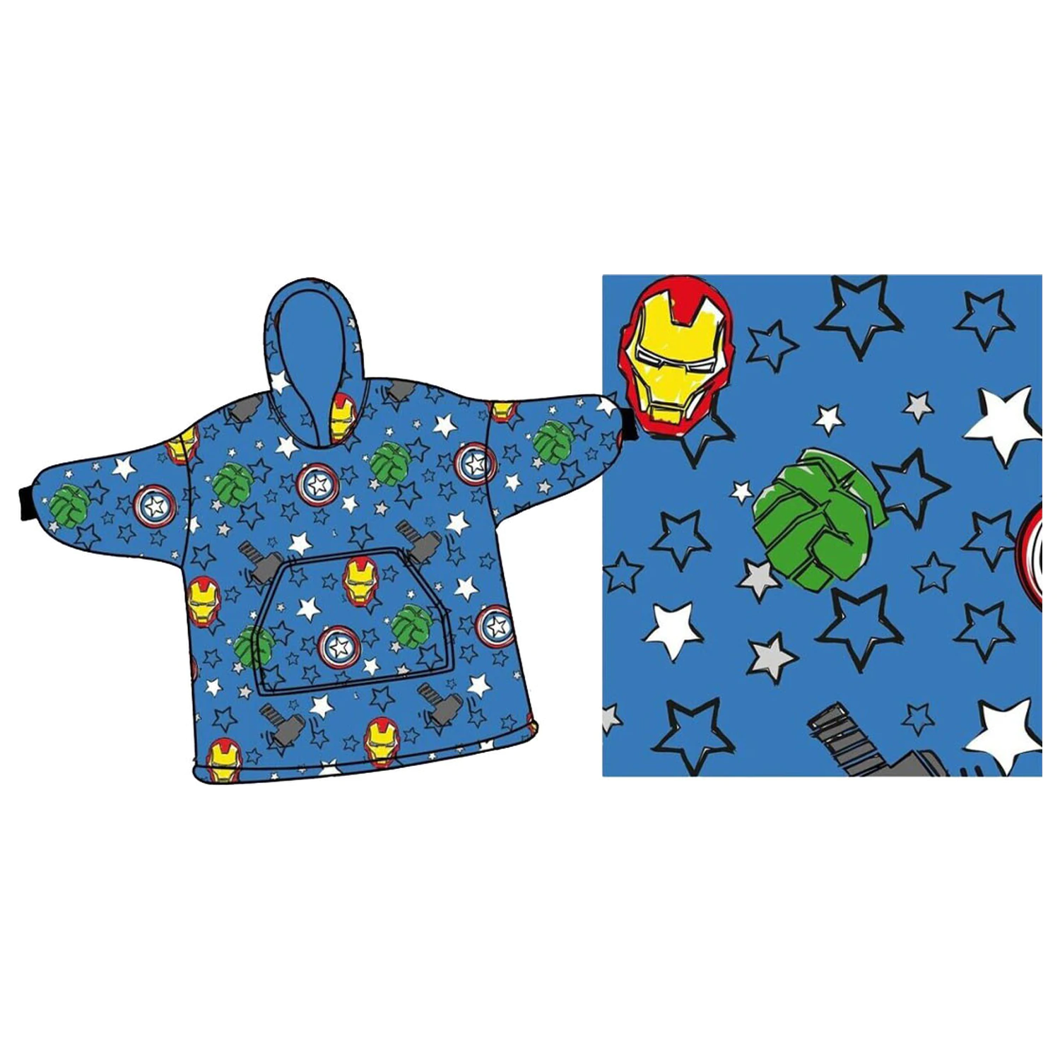 Avengers Mini Hero Wearable Plush Fleece Blanket, Poncho 7-14 Ani poza produsului