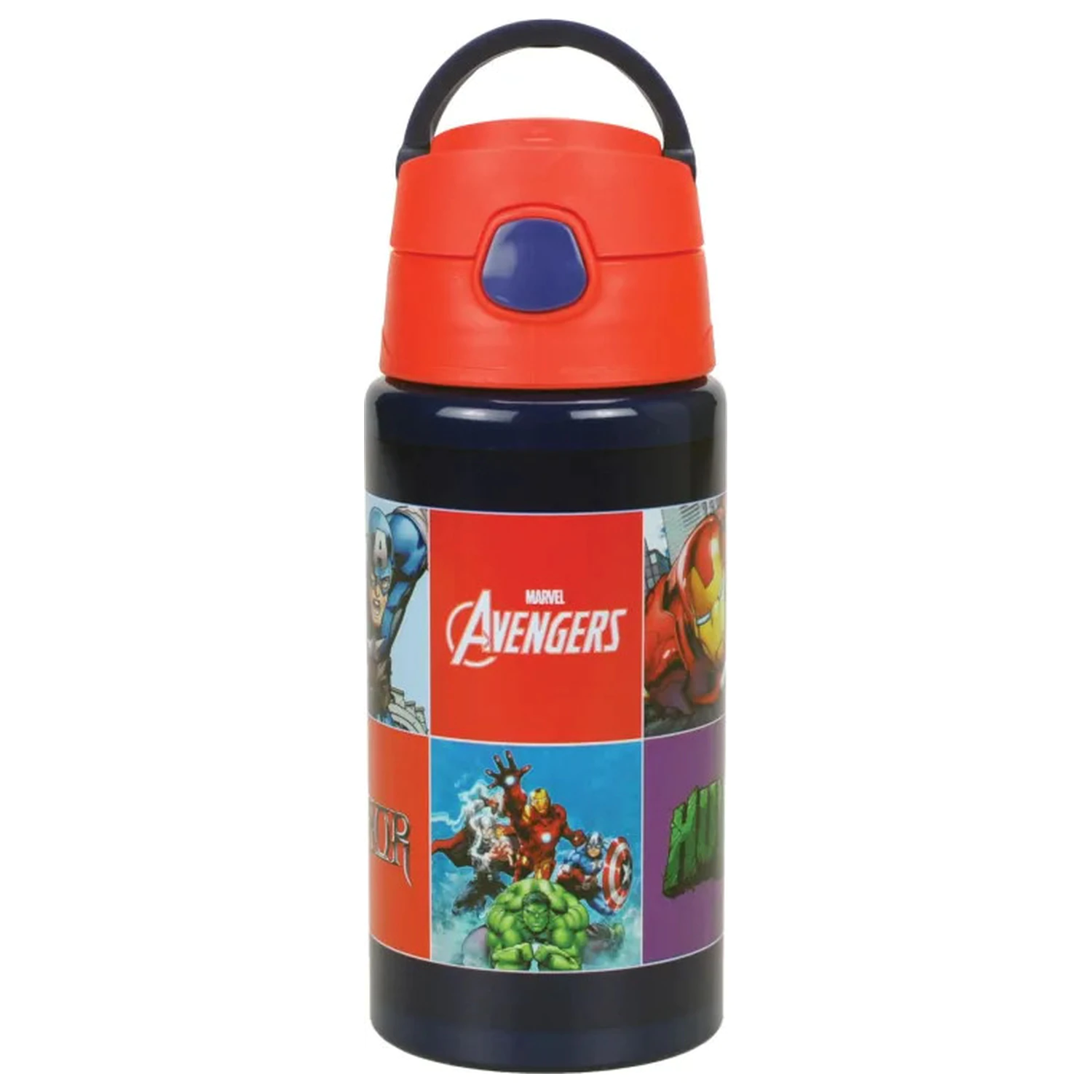 Avengers Smash sticla de apa din aluminiu cu pai si carlig 500 ml poza produsului