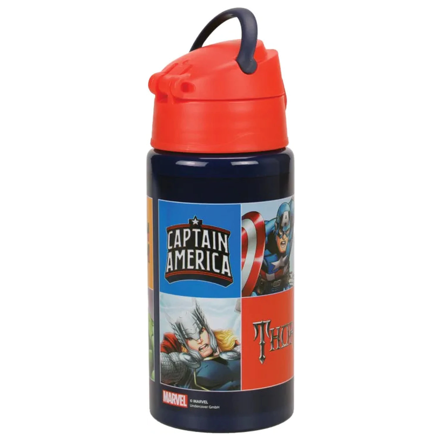 Avengers Smash sticla de apa din aluminiu cu pai si carlig 500 ml poza produsului