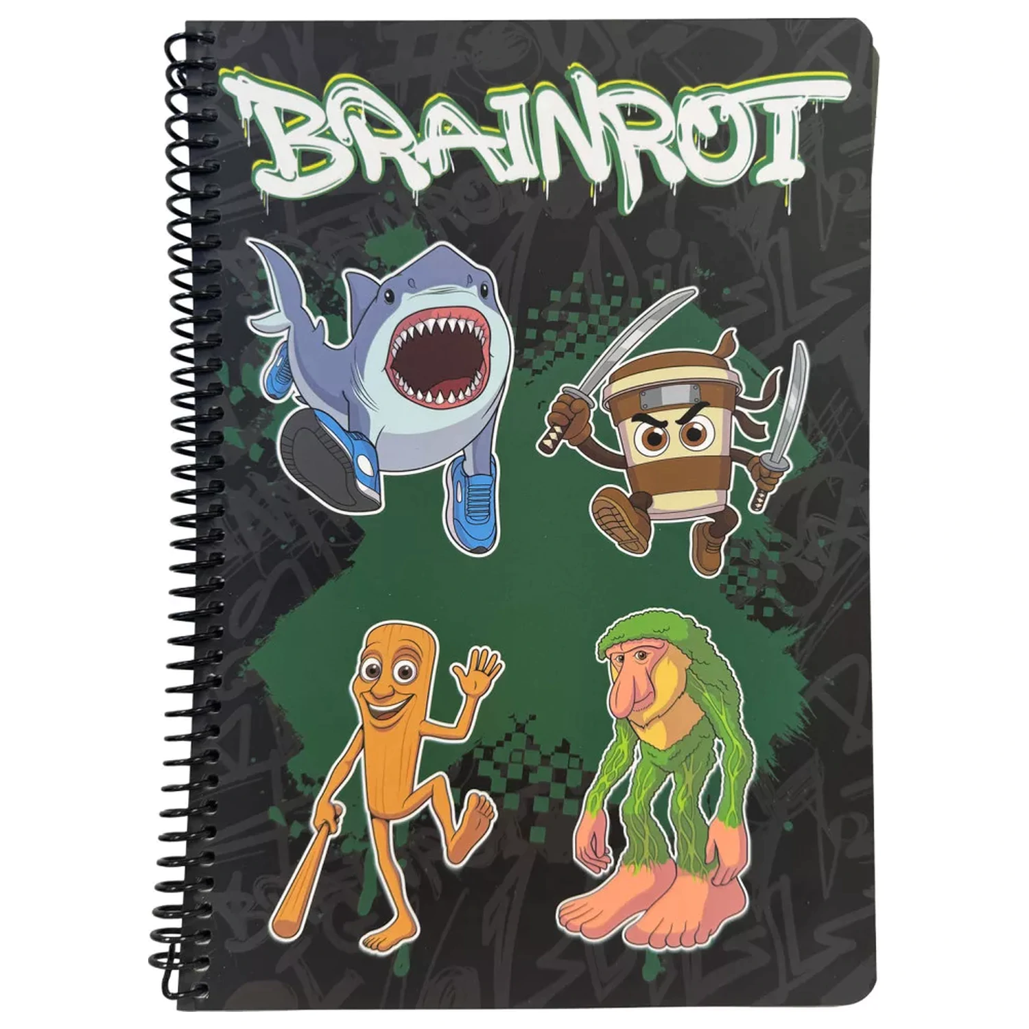 Brainrot Green B/5 Lined Spiral Notebook, 70 Foi poza produsului