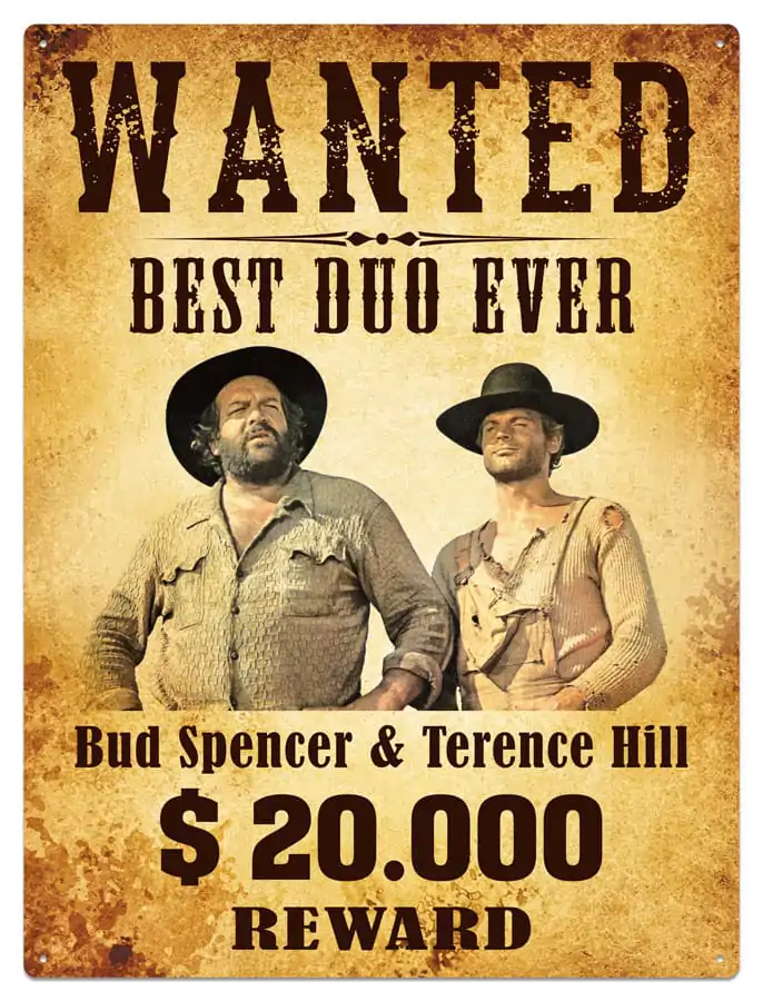 Bud Spencer & Terence Hill Tin Sign Wanted 30 x 40 cm Placă Metalică poza produsului