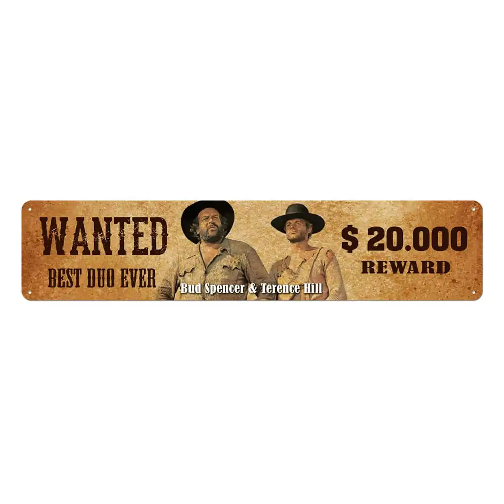 Bud Spencer & Terence Hill Tablă Metalică Wanted 46 x 10 cm poza produsului