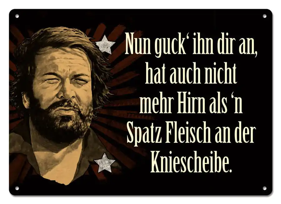 Placă metalică Bud Spencer Tin Sign Nun guck' ihn dir an,... 10 x 15 cm poza produsului