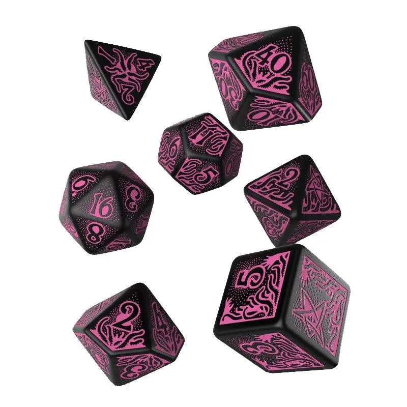 Set de zaruri Call of Cthulhu Ediția a 7-a Negru și Magenta (7 bucăți) poza produsului