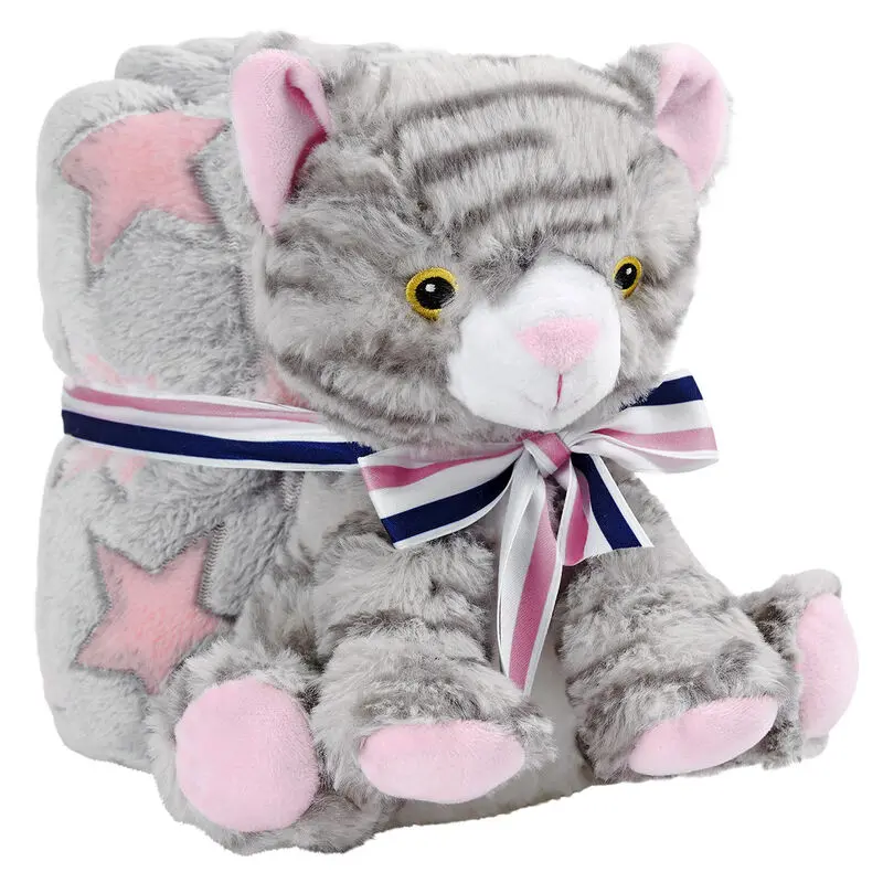 Pătură moale Candy Cat + jucărie de pluș 22cm poza produsului