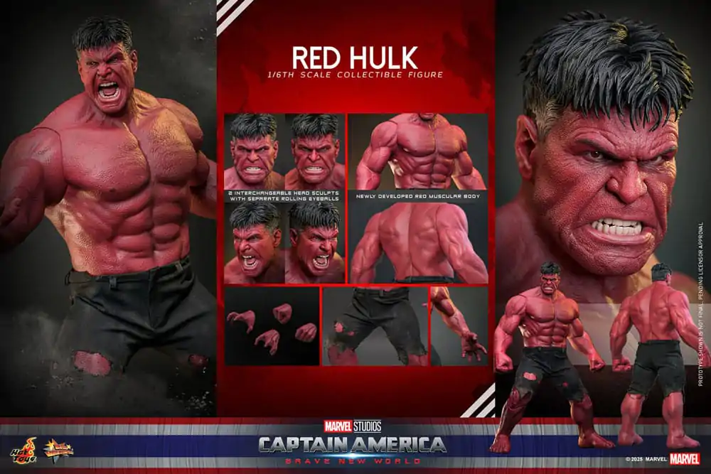 Figurină de acțiune de capodoperă Movie Masterpiece 1/6 Red Hulk 47 cm poza produsului