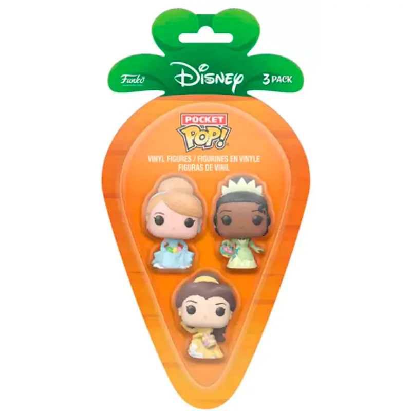 Carrot Pocket POP blister 3 figurine Disney Princess Cinderella Tiana Bella poza produsului