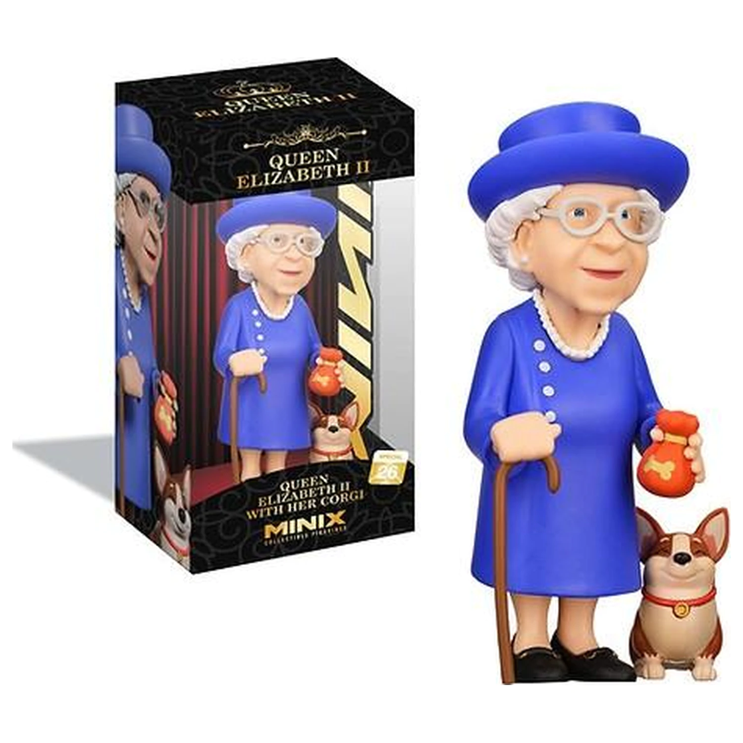 Celebrity Queen Elizabeth II cu Corgi Figure Minix 12cm poza produsului