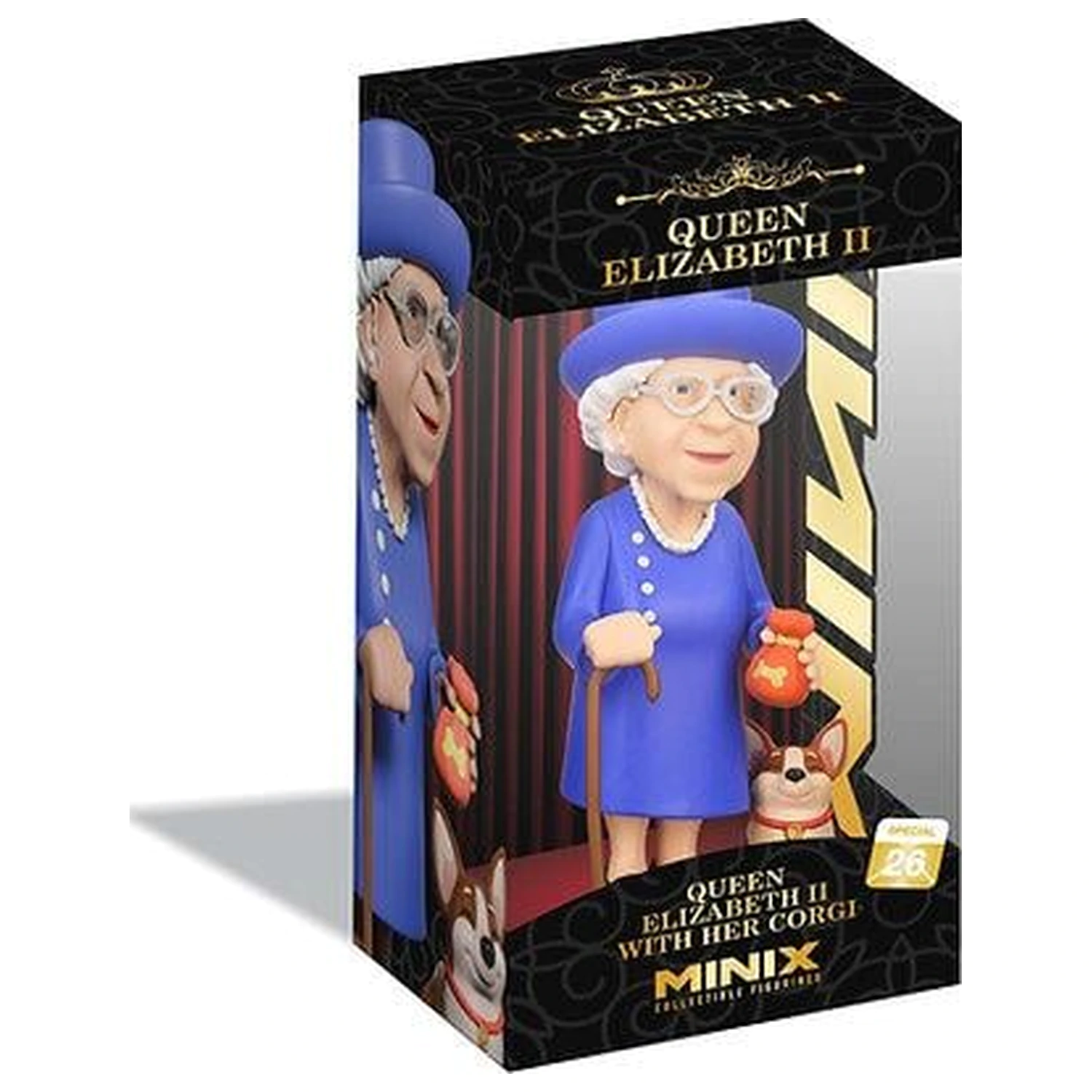 Celebrity Queen Elizabeth II cu Corgi Figure Minix 12cm poza produsului