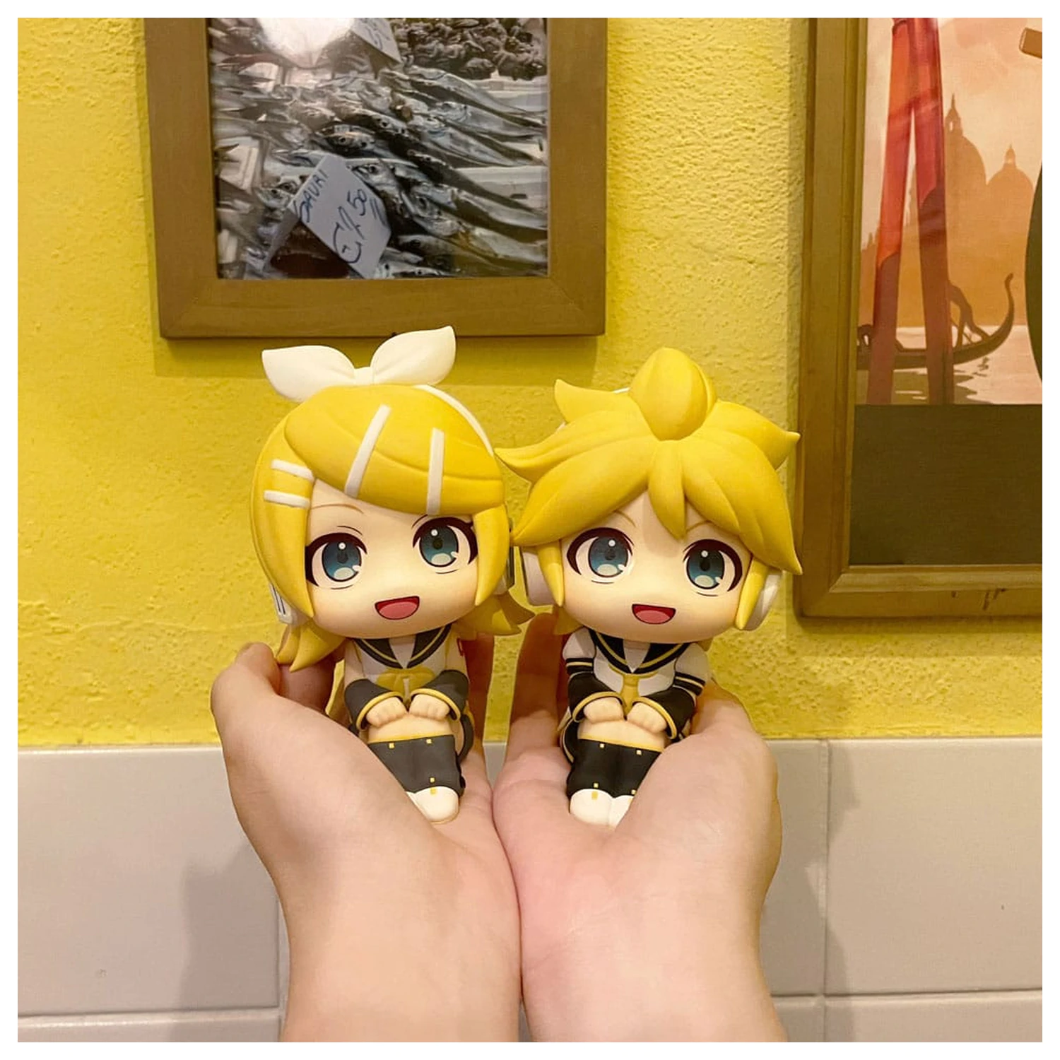 Character Vocal Series: Rin/Len Look Up PVC Statuie Hatsune Rin & Len Set (cu cadou) 11 cm poza produsului