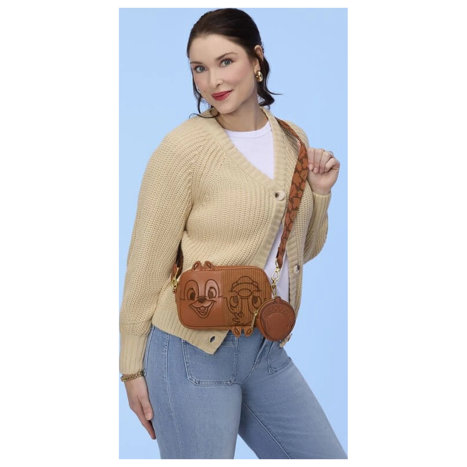 Chip 'n Dale: Rescue Rangers by Loungefly Sling Bag cu Coin Purse Corduroy Geanta de umar cu portofel mic si buzunar pentru monede din raiat poza produsului