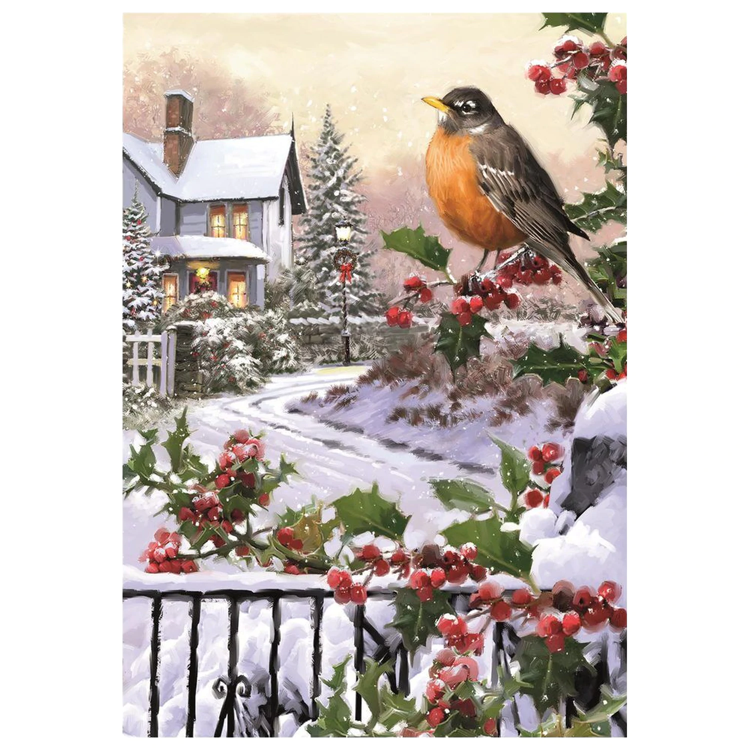 Christmas Collection Robin And Holly Bushes puzzle 1000 piese poza produsului