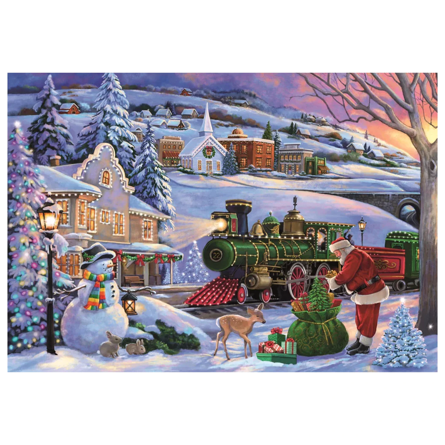 Christmas Train 500-Piece Compact Jigsaw Puzzle - 500 piese Compact Jigsaw Puzzle poza produsului