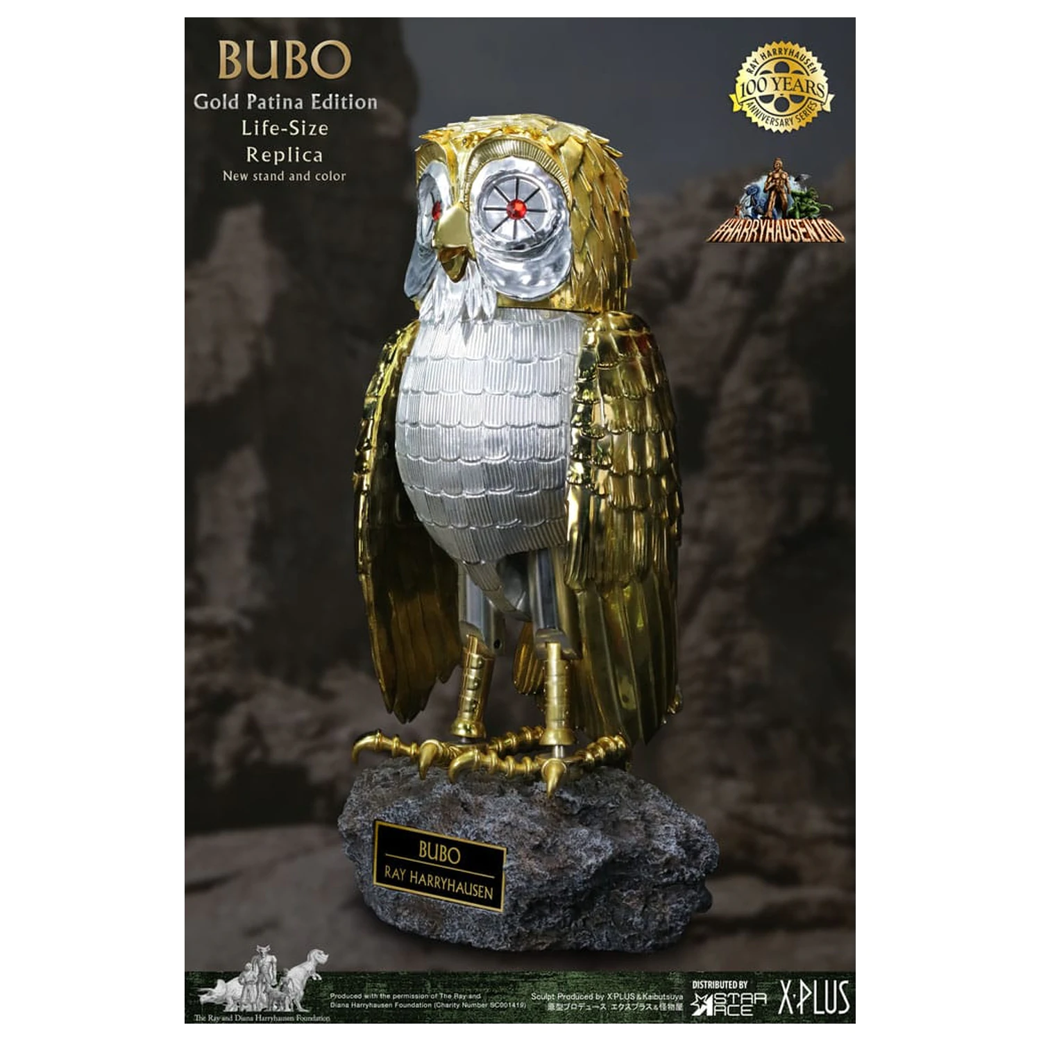 Clash of the Titans Statuie Ray Harryhausens Bubo Gold Patina Edition Deluxe Ver. 34 cm poza produsului