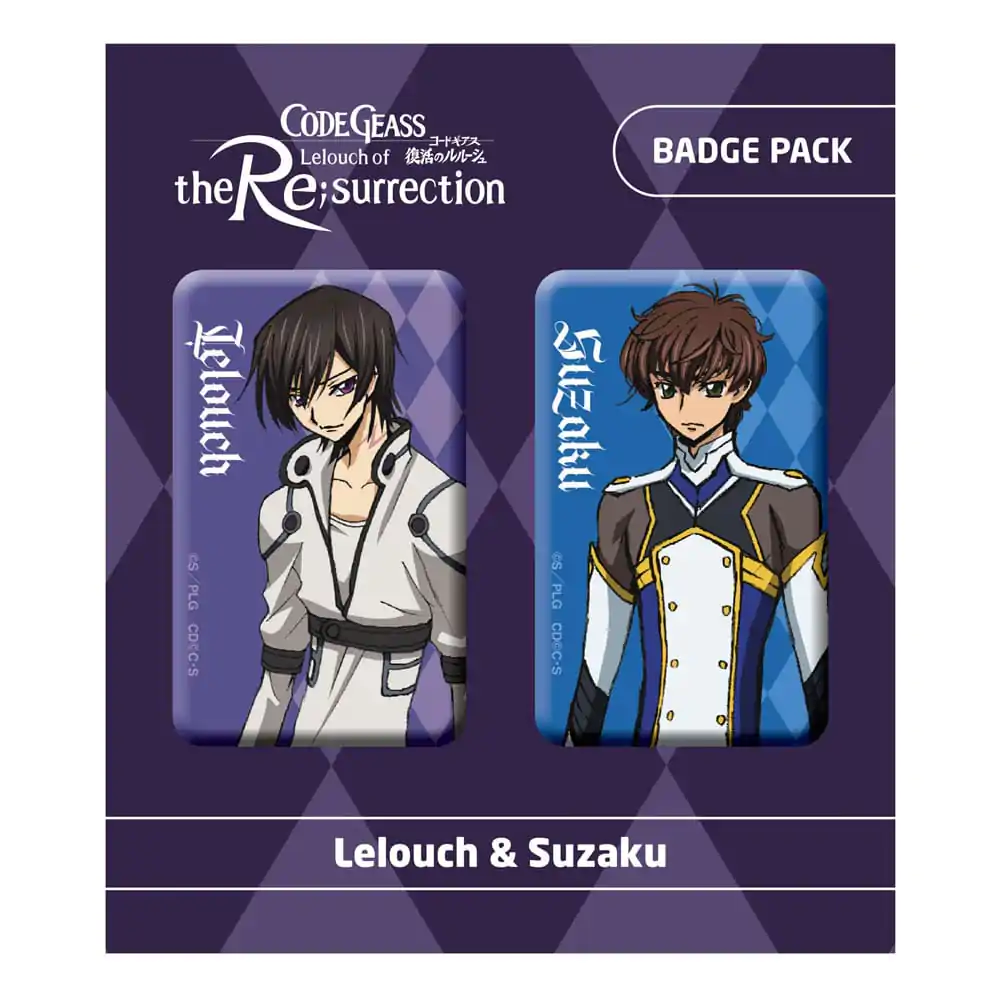 Code Geass Lelouch of the Re:surrection Pin Insigne Set 2 buc Lelouch & Suzaku poza produsului