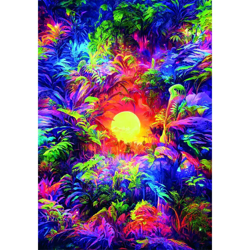 Color Boom Psychedelic Jungle Sunrise puzzle 500 piese poza produsului