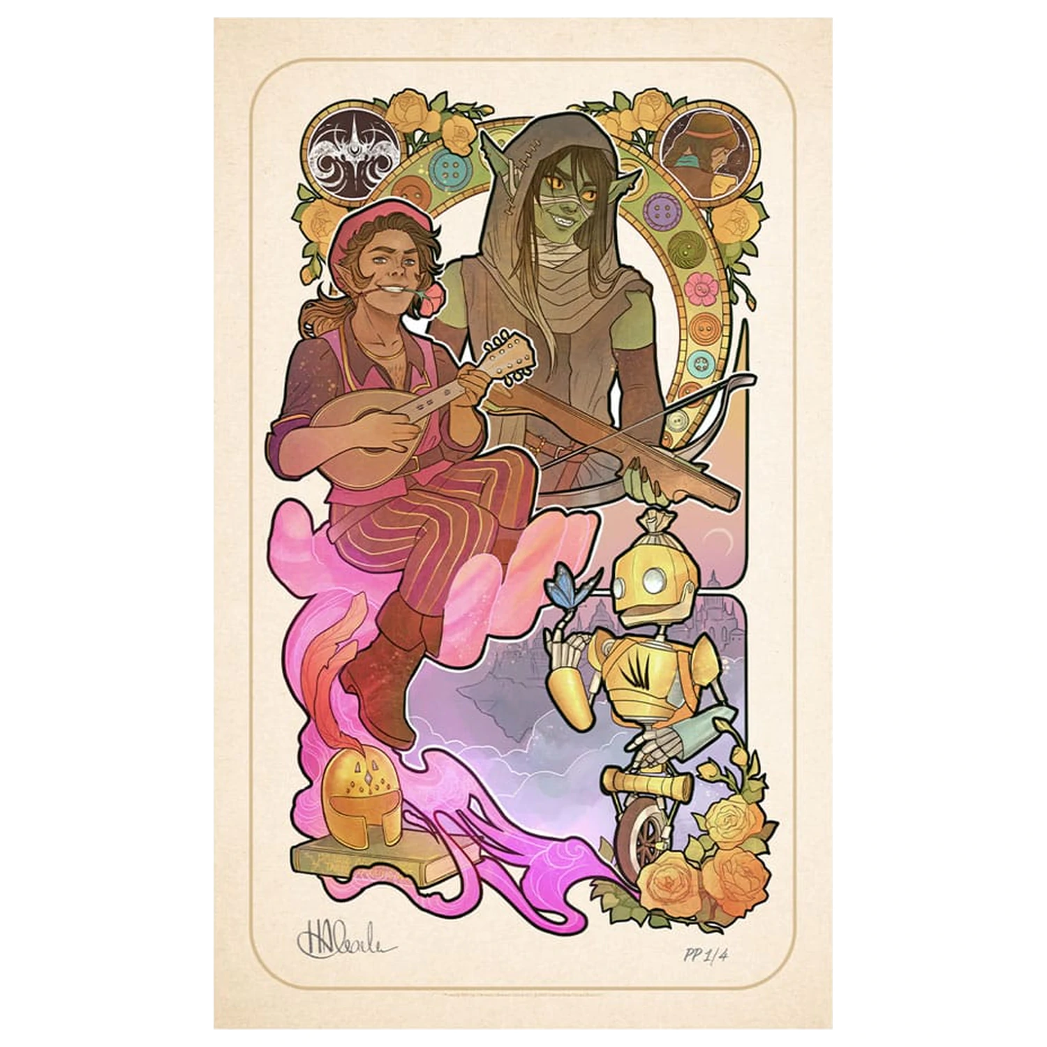 Critical Role Art Print Sam Riegel: Ilustrații Art Nouveau de a 10-a Aniversare 46 x 28 cm – neînramat poza produsului
