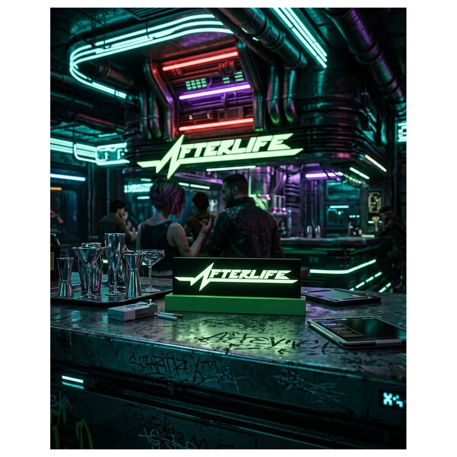 Lampa cu logo Cyberpunk 2077 Afterlife poza produsului
