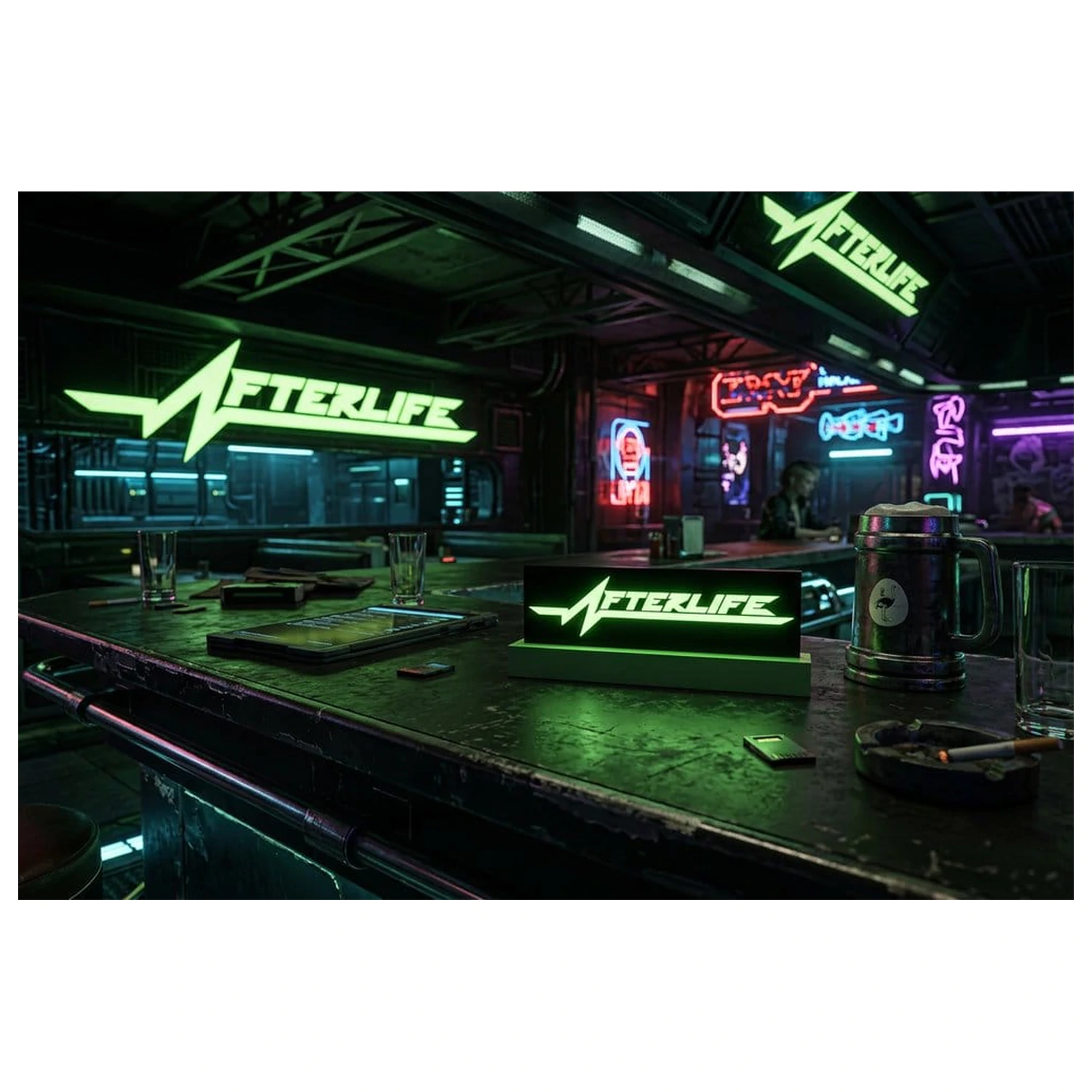 Lampa cu logo Cyberpunk 2077 Afterlife poza produsului