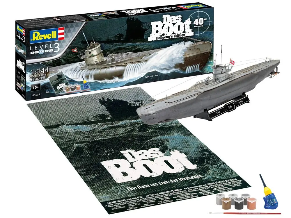 Set cadou model "Das Boot" 1/144 U-Boot U96 Typ VII C Aniversare 40 de ani 46 cm poza produsului