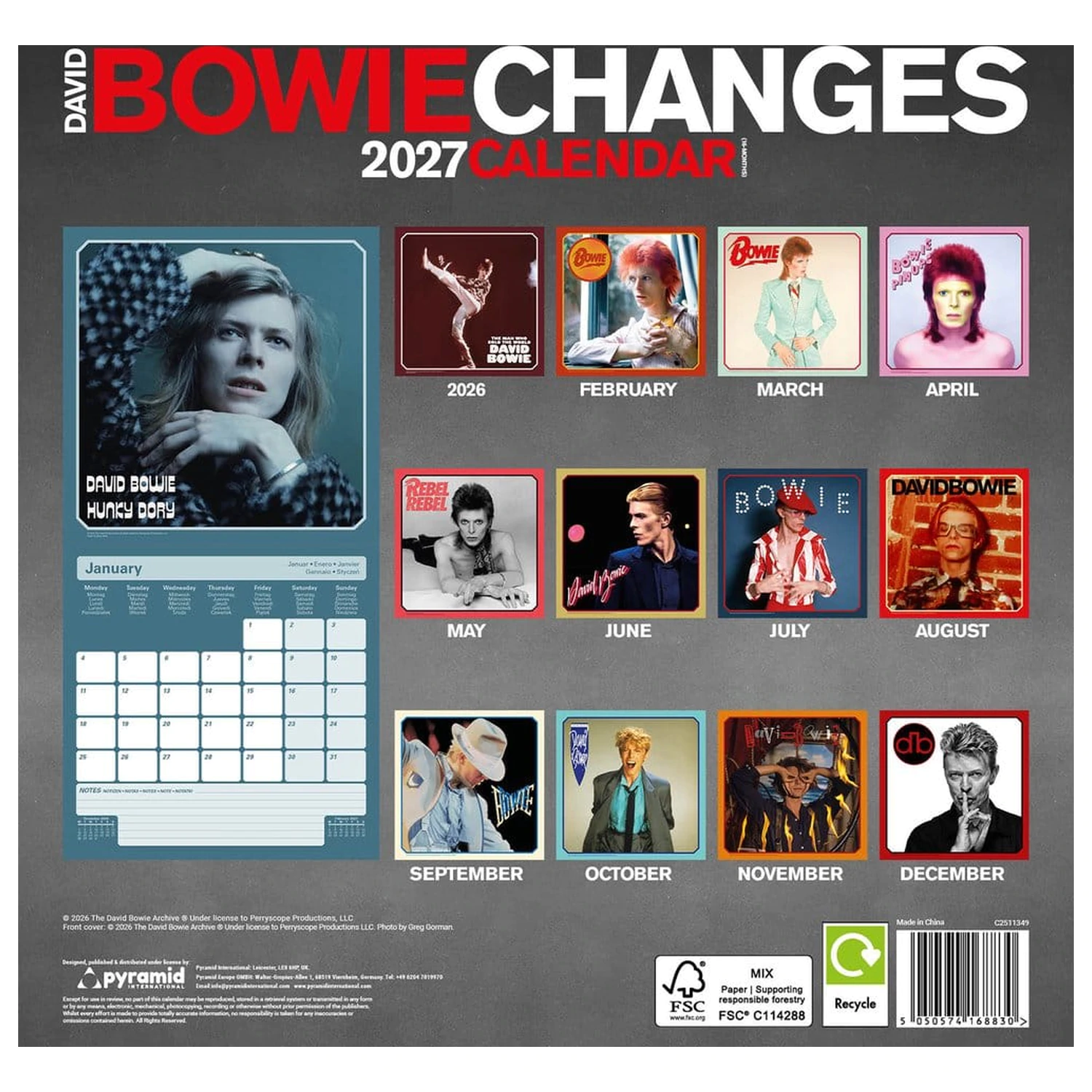 David Bowie Calendar Changes 2027 30 x 30 cm poza produsului