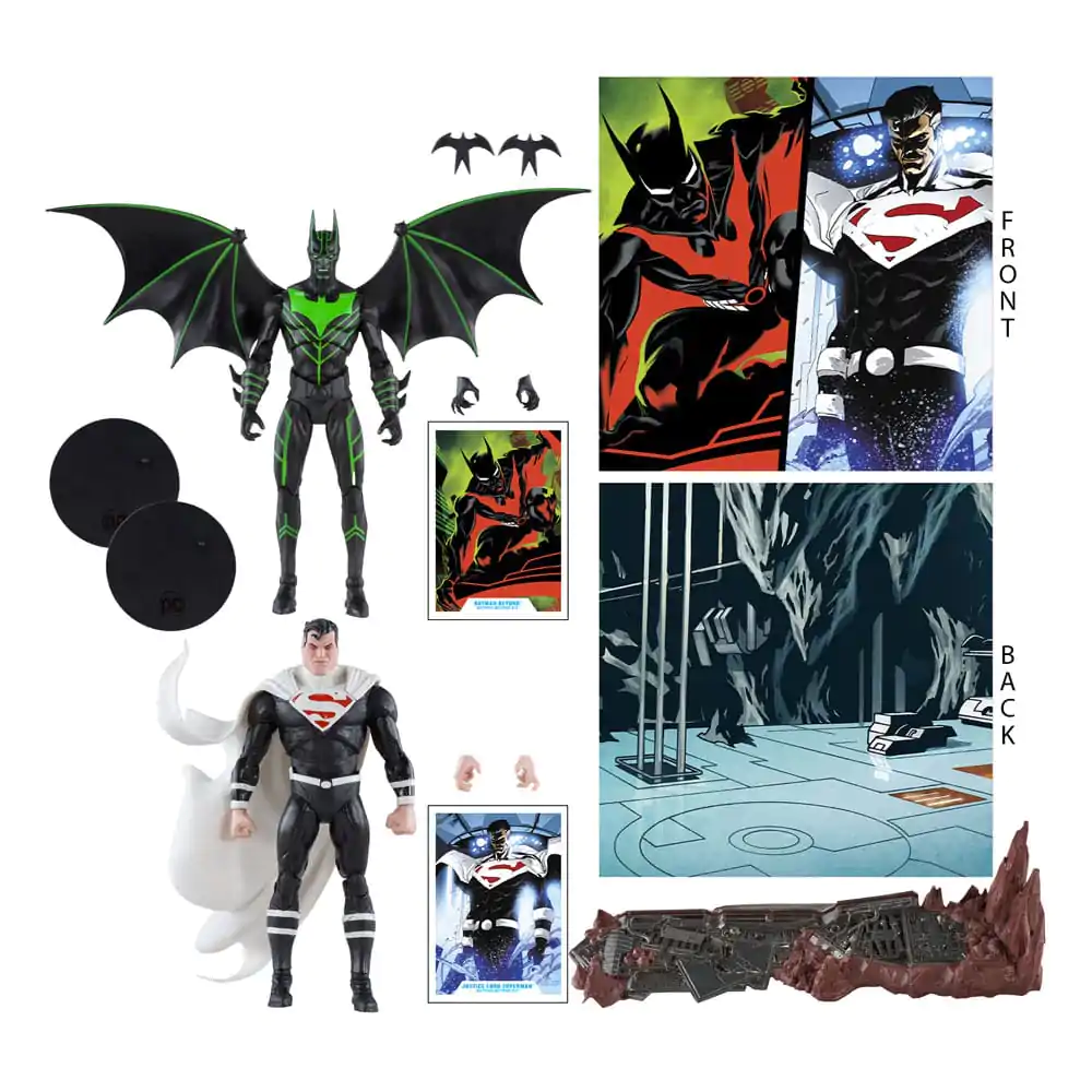 Pachet de 2 figurine de acțiune DC Collector Batman Beyond Vs Justice Lord Superman 18 cm poza produsului