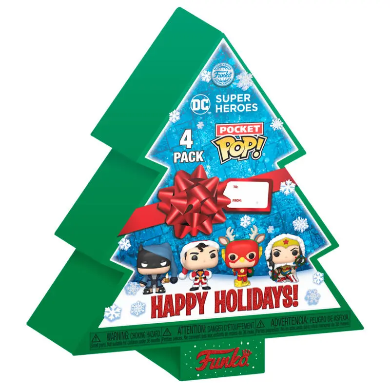 DC Comics Holiday 2022 Figurina de buzunar POP! din vinil, set de 4, cutie de sărbătoare pentru pom, 4 cm poza produsului