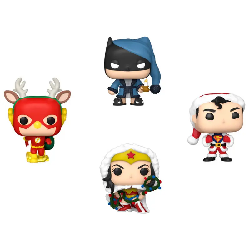 DC Comics Holiday 2022 Figurina de buzunar POP! din vinil, set de 4, cutie de sărbătoare pentru pom, 4 cm poza produsului