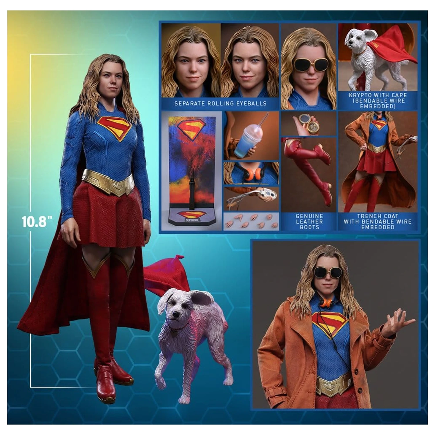 DC Comics Movie Masterpiece set figurine de acțiune Supergirl & Krypto 28 cm poza produsului