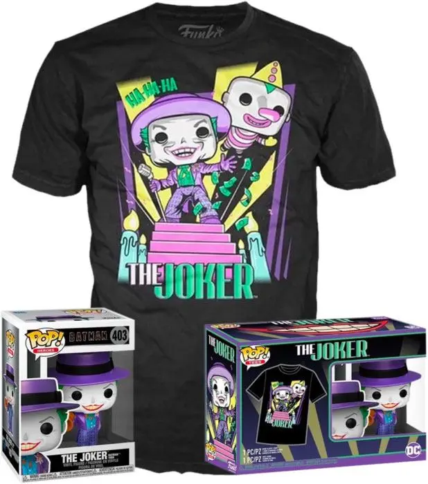 Figurină Funko POP DC Comics & cutie tricou Batman 89 Joker cu difuzor poza produsului