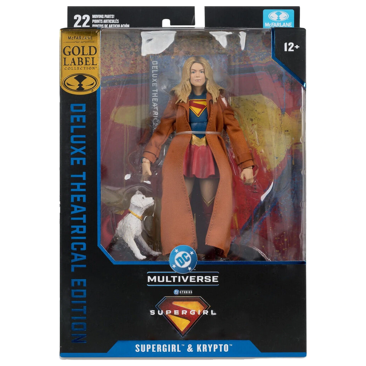 DC Comics Supergirl Deluxe Theatrical Edition Gold Label Collection Supergirl & Puppy Kripto figurina 18cm poza produsului