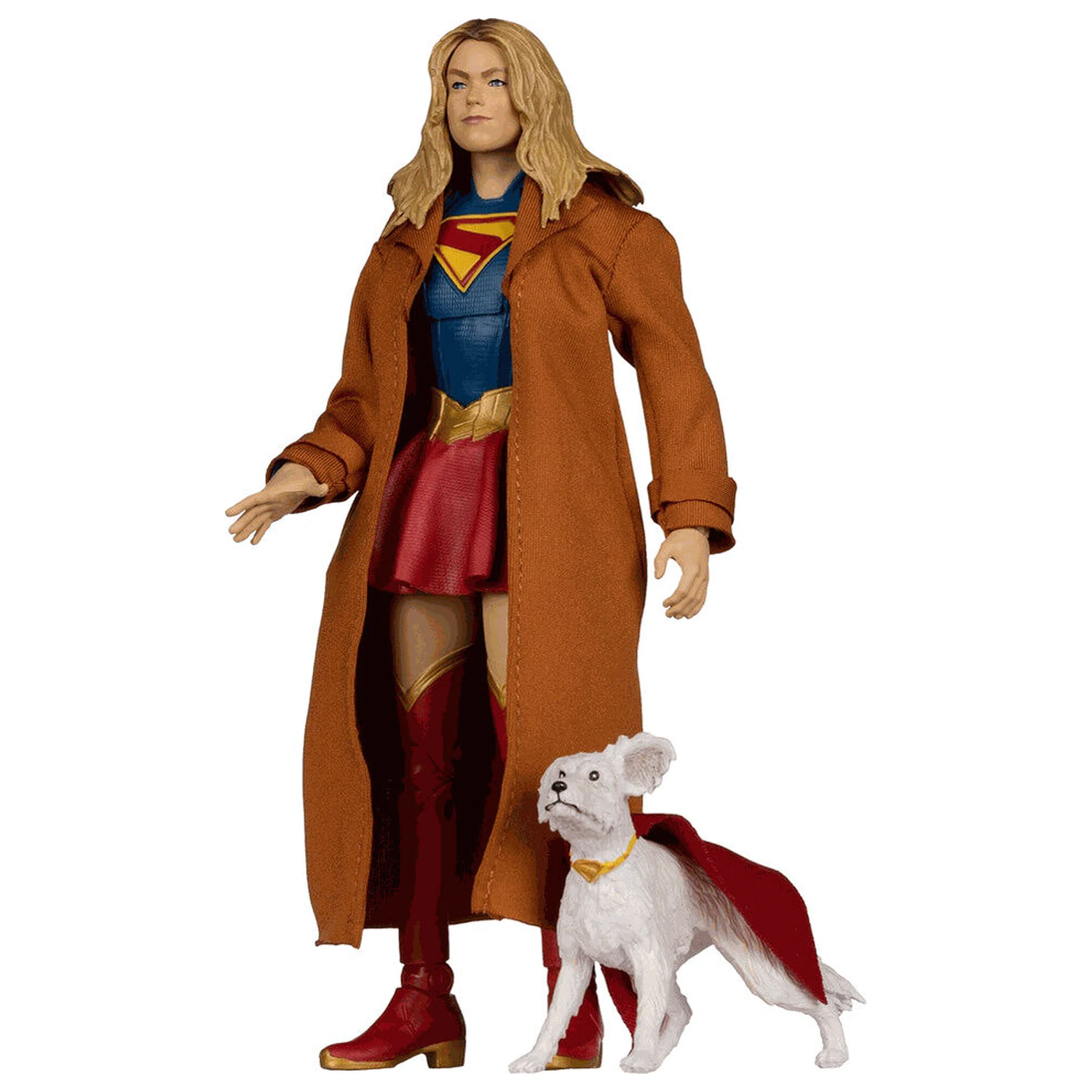 DC Comics Supergirl Deluxe Theatrical Edition Gold Label Collection Supergirl & Puppy Kripto figurina 18cm poza produsului