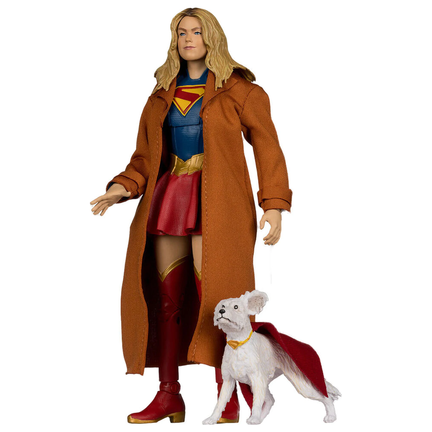 DC Comics Supergirl Deluxe Theatrical Edition Gold Label Collection Supergirl & Puppy Kripto figurina 18cm poza produsului