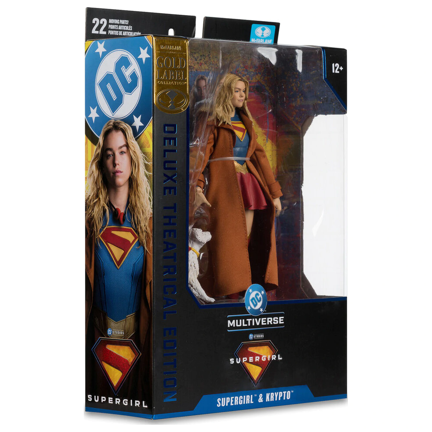DC Comics Supergirl Deluxe Theatrical Edition Gold Label Collection Supergirl & Puppy Kripto figurina 18cm poza produsului