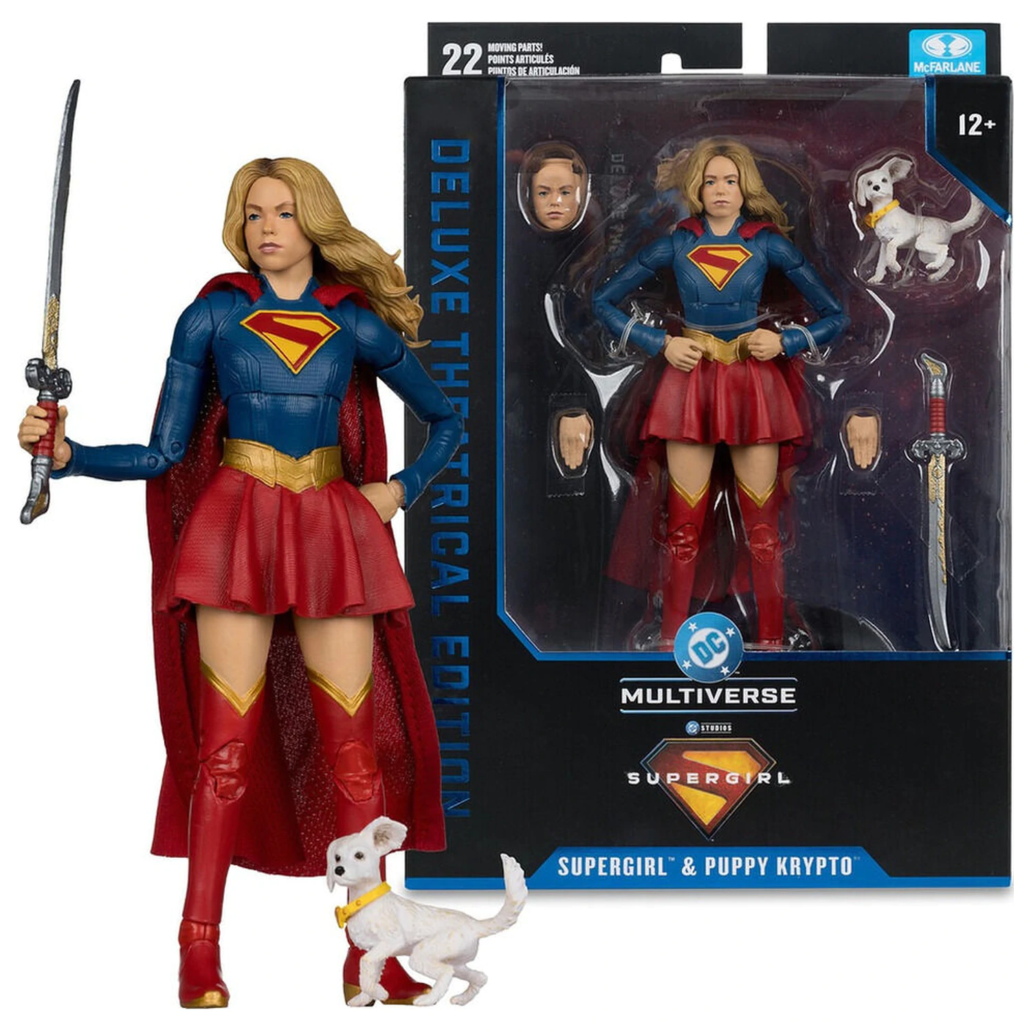 DC Comics Supergirl Deluxe Theatrical Edition figurina Supergirl & Puppy Krypto de 18cm poza produsului