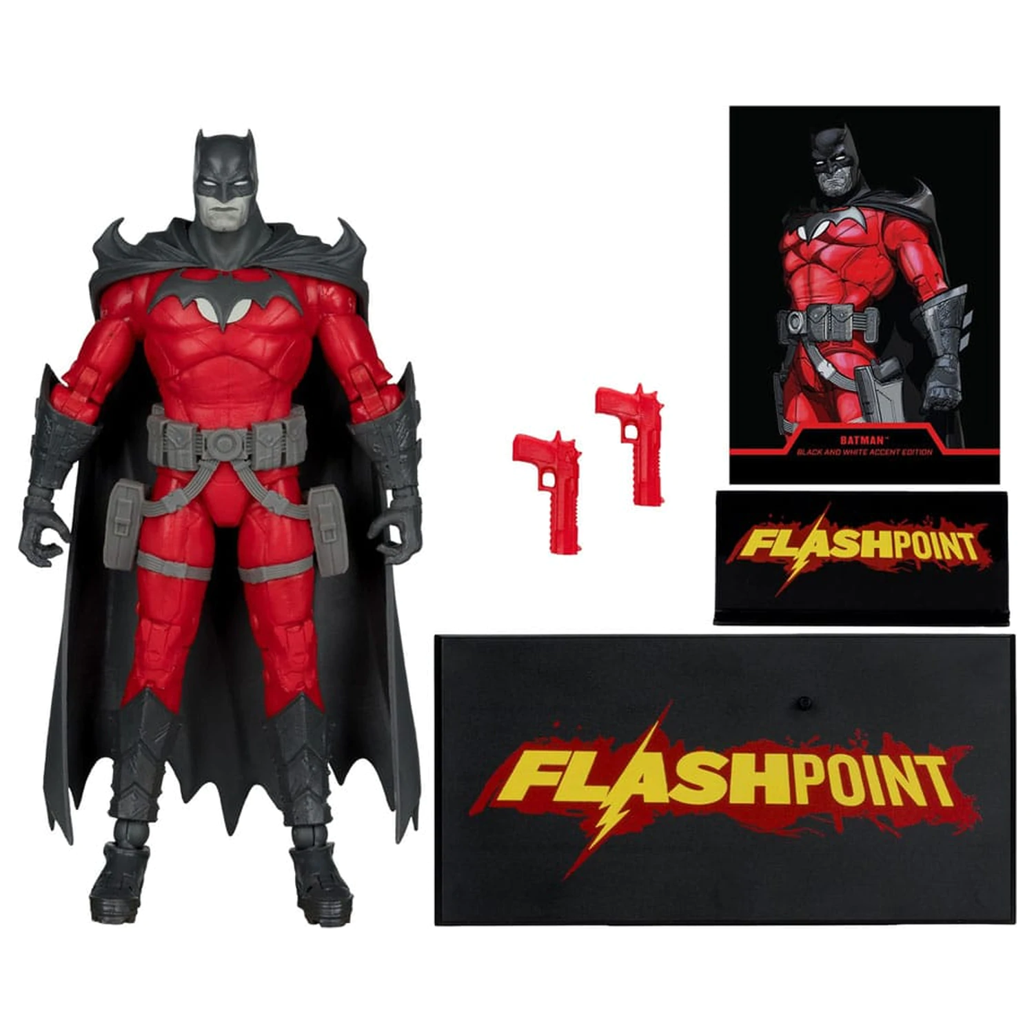 Figurina DC Multiverse Action Figure Batman (Flashpoint) (Black & White Accent Edition) (Gold Label) 18 cm poza produsului