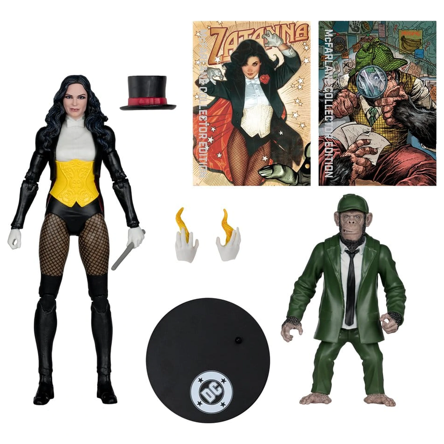 DC Multiverse McFarlane Figurina de actiune Zatanna cu Detective Chimp Collector Edition #53 18 cm poza produsului