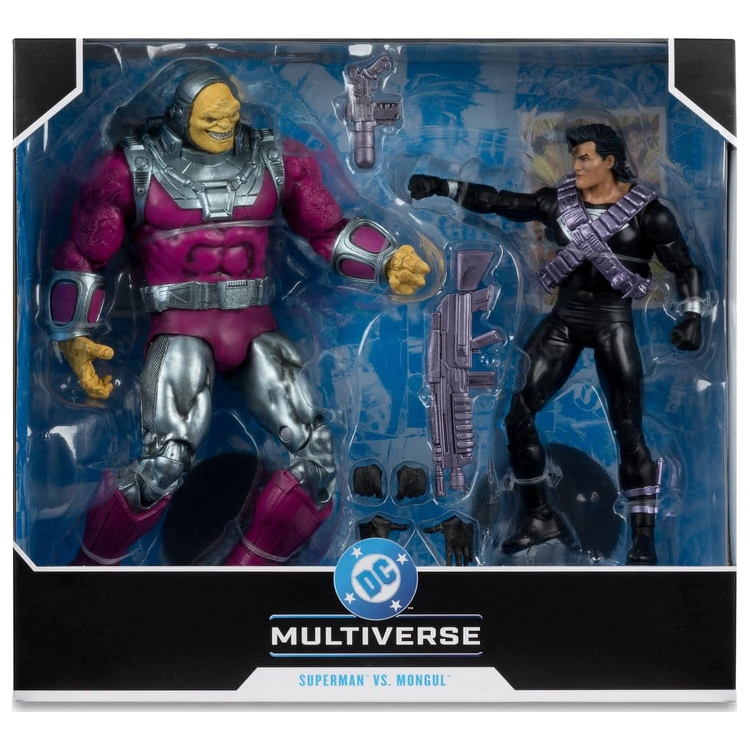 DC Multiverse Megafig Figurina de actiune pachet de 2 bucati Mongul vs Superman (Return of Superman) poza produsului