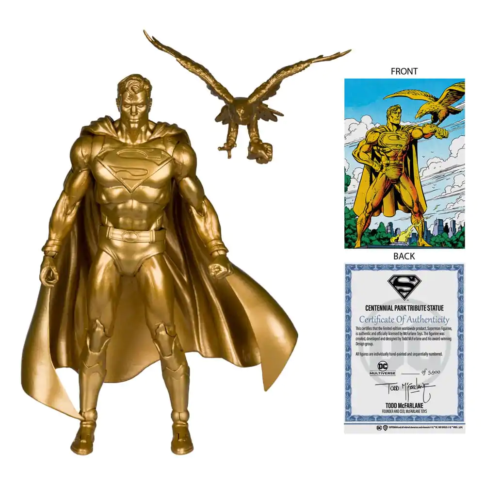 Figurină de acțiune DC Multiverse Superman (Statuia Omăgiu Parcul Centennial) Gold Label 18 cm poza produsului
