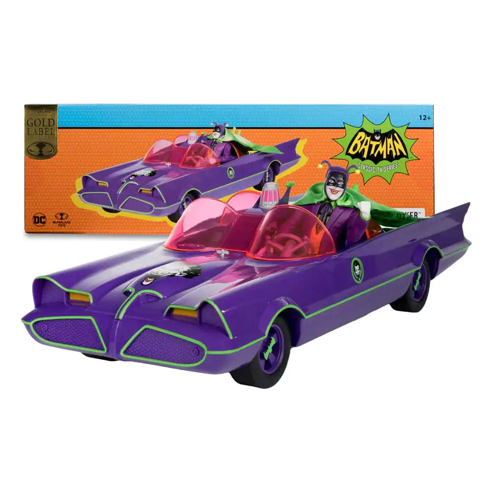 Figurină de Acțiune Retro DC Batman 66 Batmobil cu Joker (Gold Label) 15 cm poza produsului