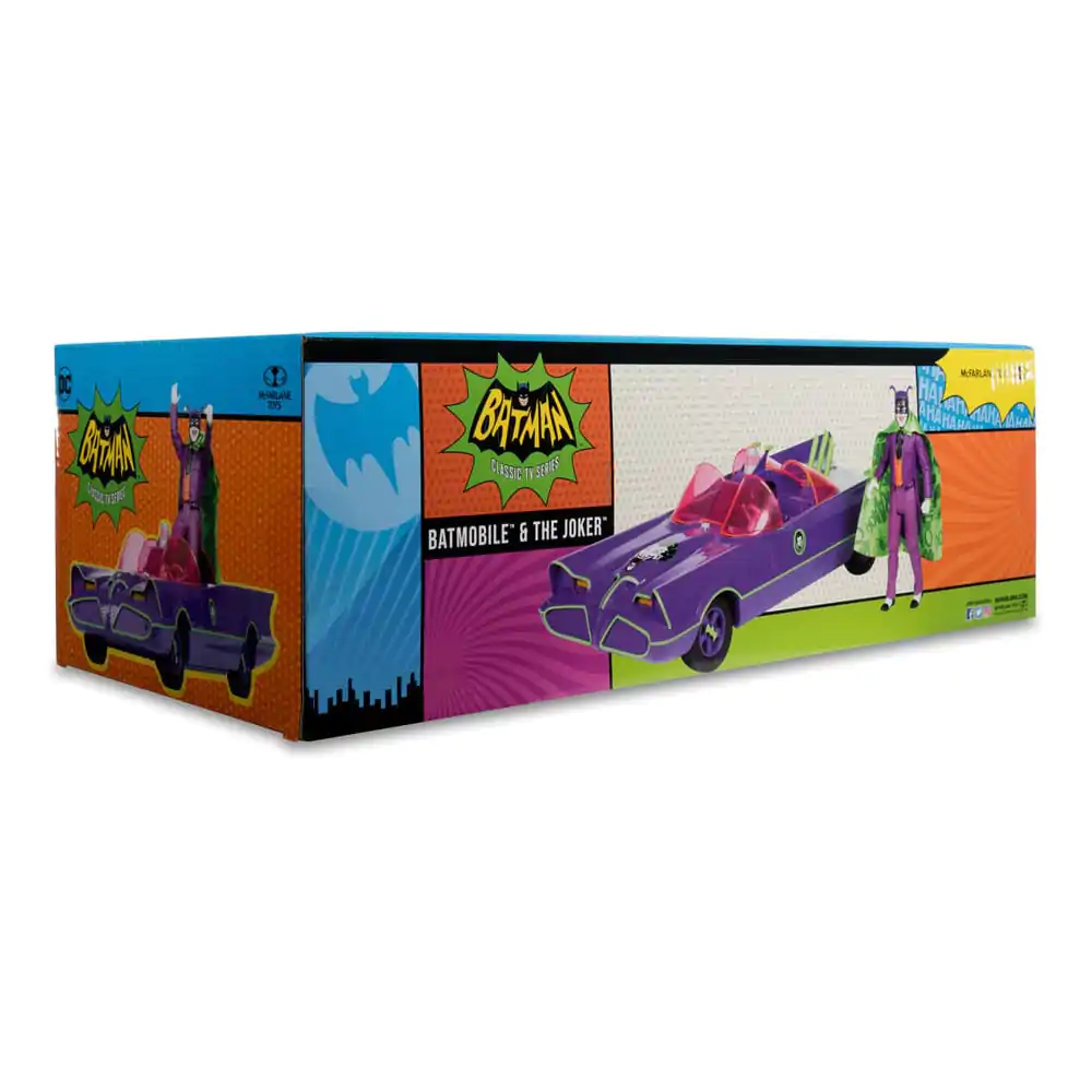 Figurină de Acțiune Retro DC Batman 66 Batmobil cu Joker (Gold Label) 15 cm poza produsului